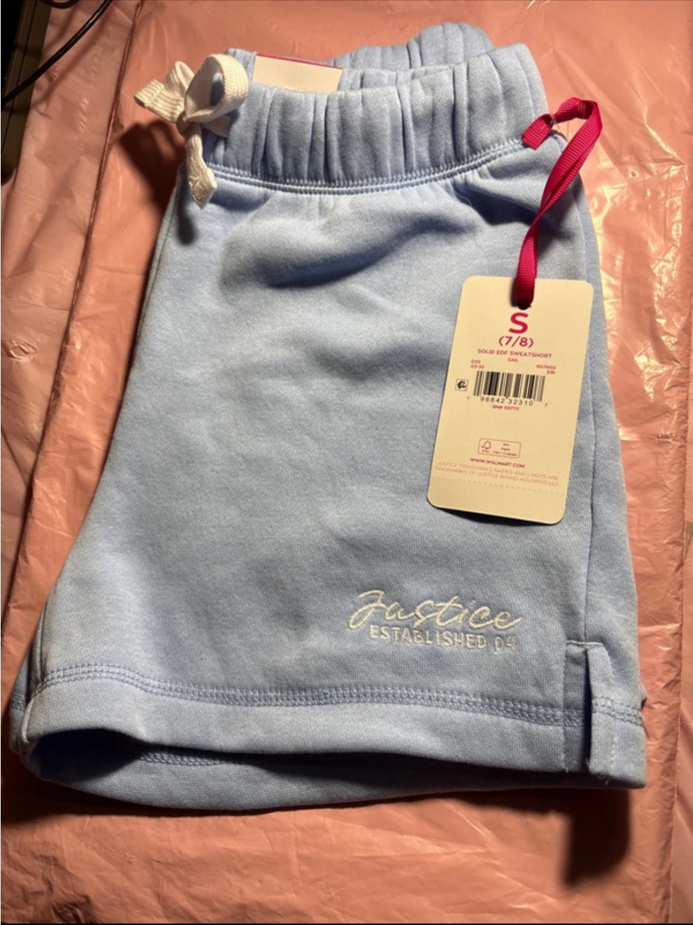 Justice Light Blue Knit Shorts with Drawstring
